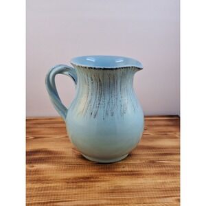 Farm‎ House Jug/Pitcher 6" X 5" Ceramic Italian Turquoise Terracotta Rope Handle